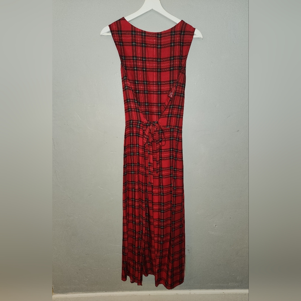Vintage 1970s 1980s Red Plaid Maxi Dress by Bedford Fair NOS - Picture 11 of 12